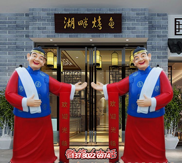 玻璃鋼精美彩繪迎賓雕塑，為您的酒店門口增添藝術氣息