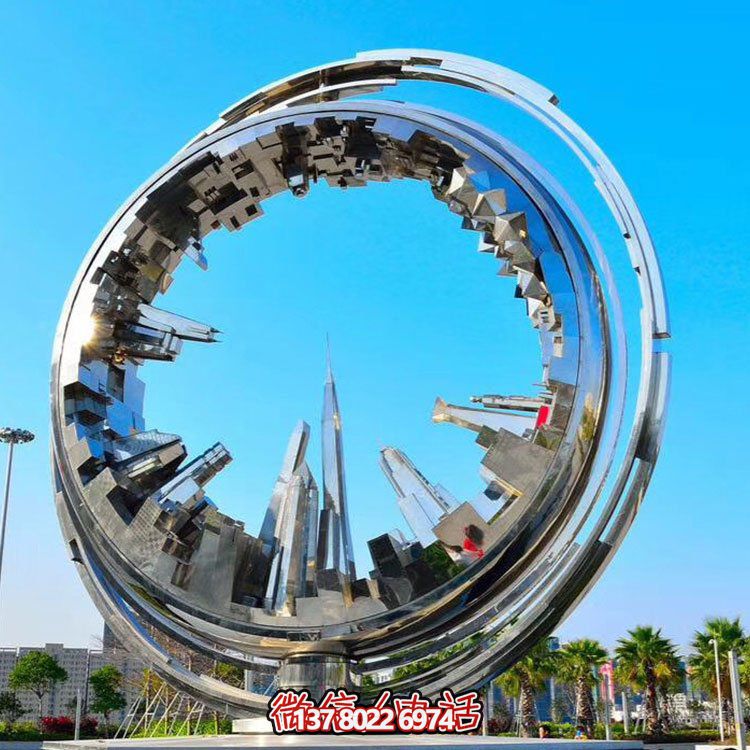 不銹鋼抽象齒輪雕塑，點綴園林景觀