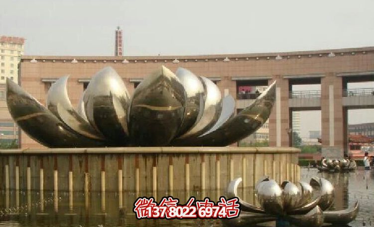 不銹鋼荷花雕塑，美化家園，增添小區公園戶外環境