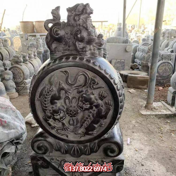 仿古青石石雕抱鼓雕塑，裝點庭院門口