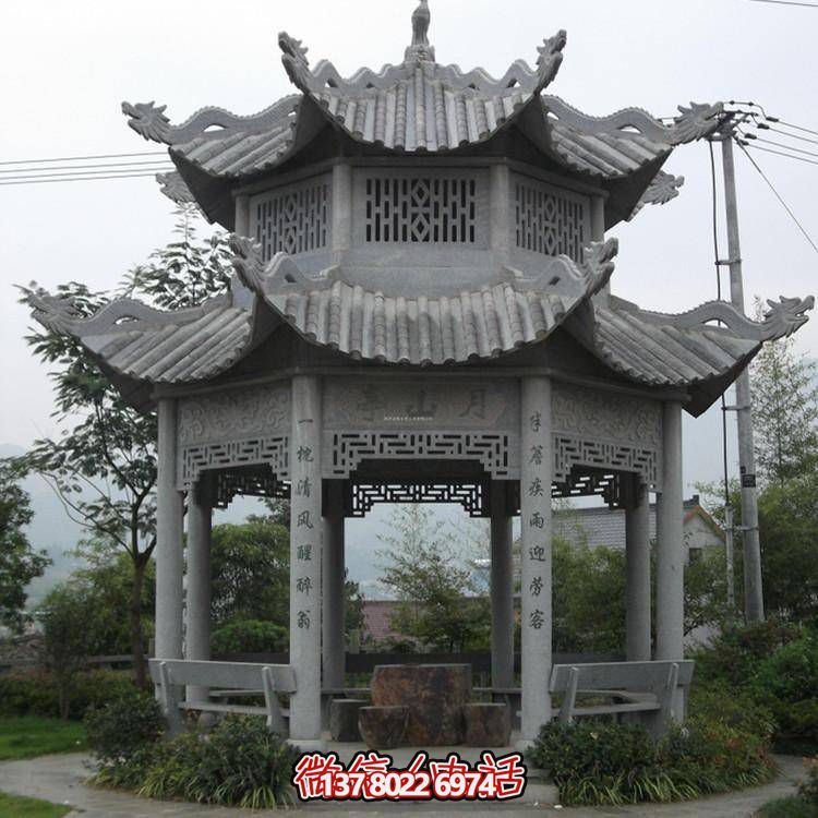 仿古青石涼亭，美觀大方，雕塑精美