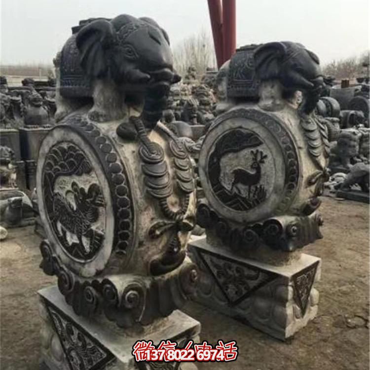 仿古青石大象雕塑，鎮宅安邸
