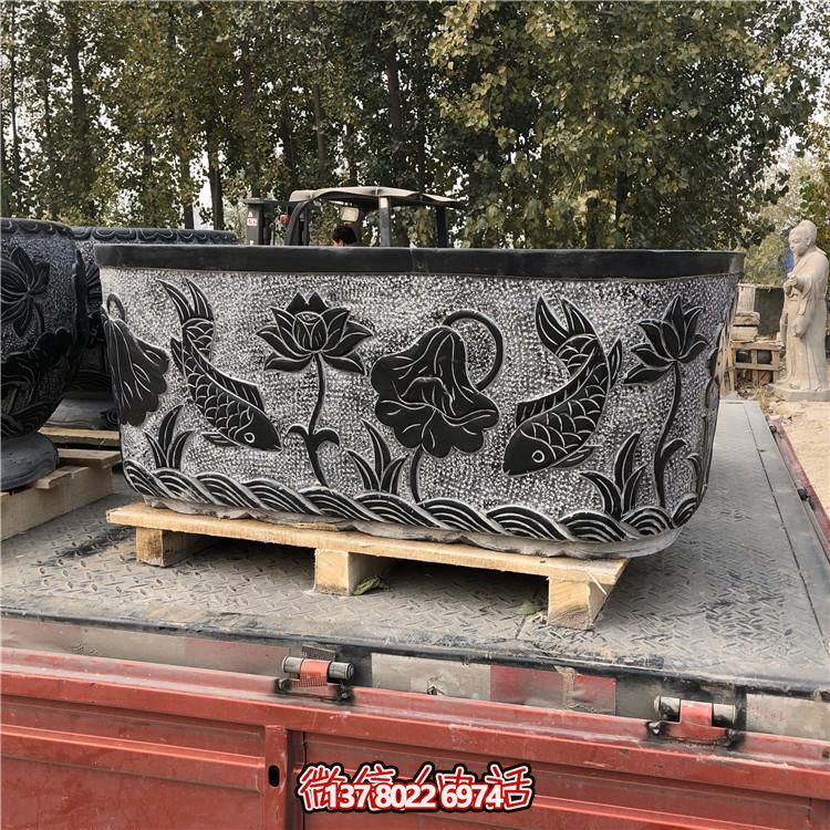 精美青石雕刻橢圓花盆，打造完美庭院戶外環境