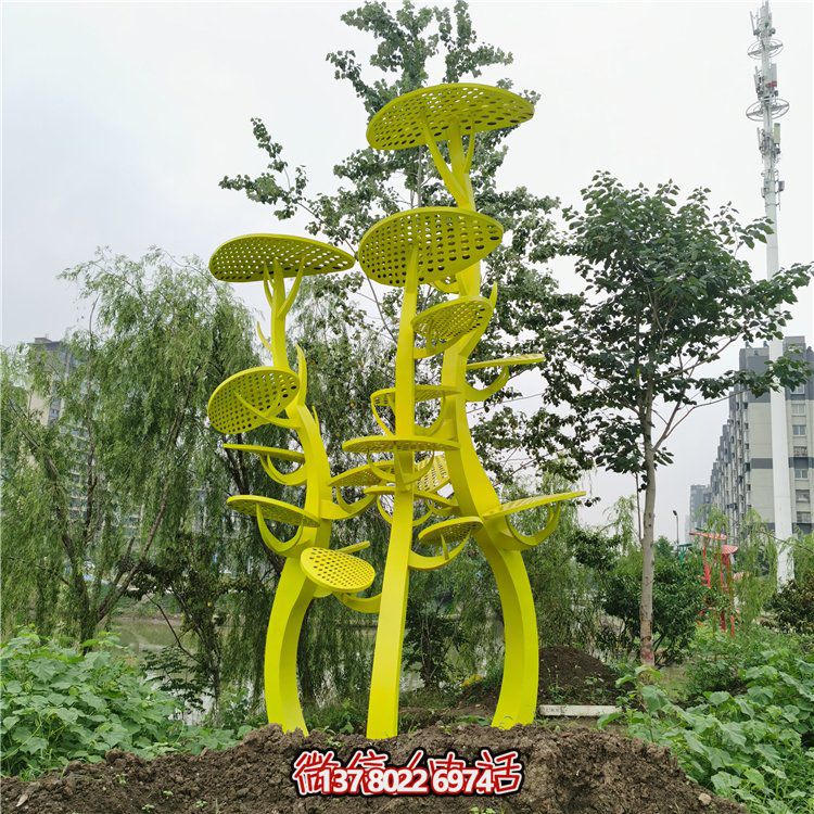 不銹鋼抽象樹，網狀樹葉樹冠