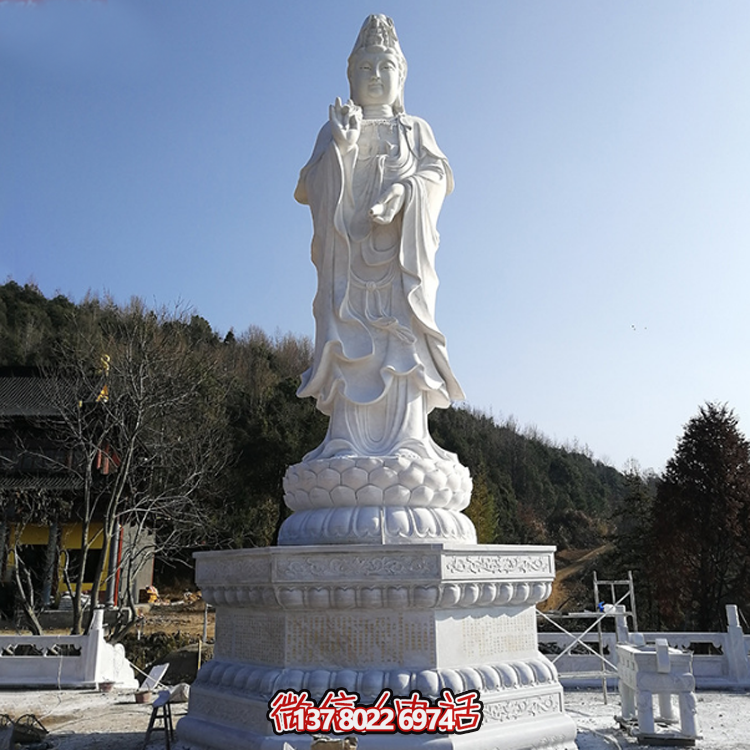 觀音佛像，漢白玉滴水觀音石雕石像